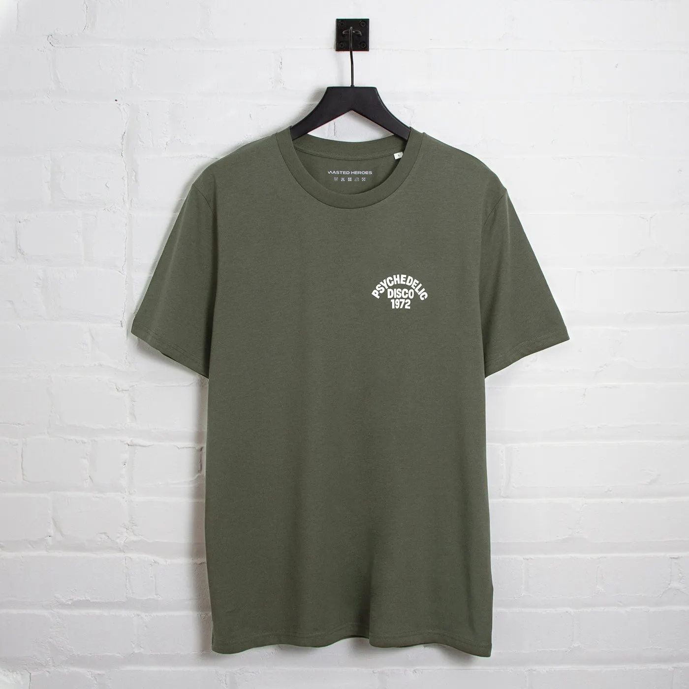 1972 Psychedelic Disco Back Print - Tshirt - Khaki