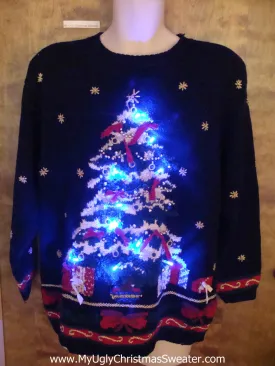 80s Huge Tree Ugly Christmas Sweater with Lights