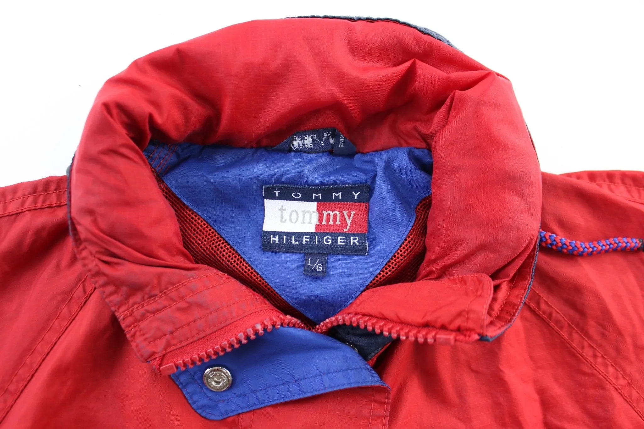 90's Tommy Hilfiger Logo Patch Red Zip Up Jacket