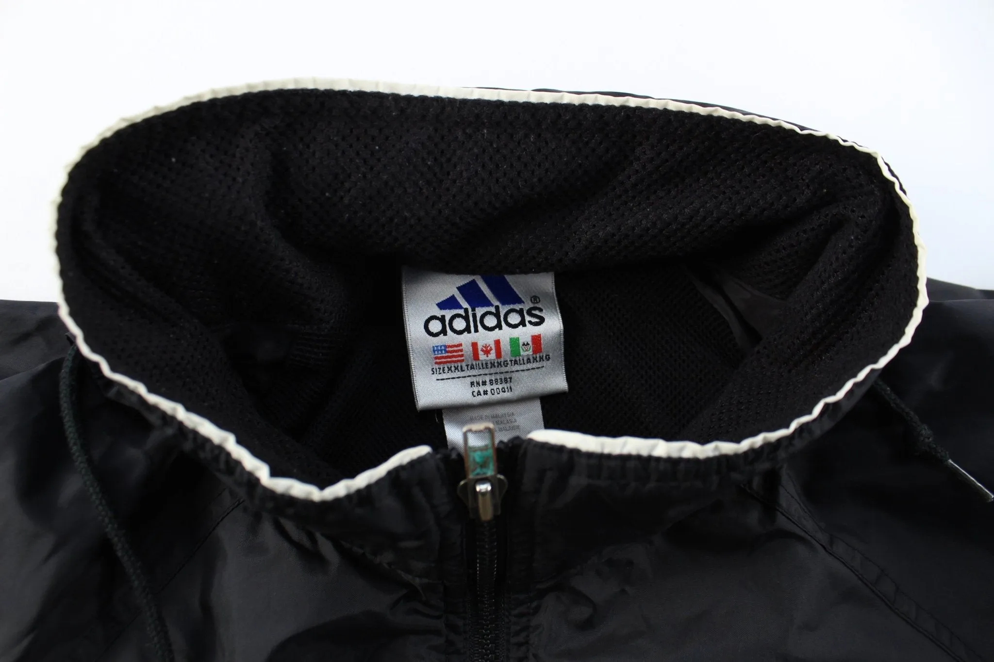 Adidas Embroidered Logo Black & Light Blue Zip Up Jacket