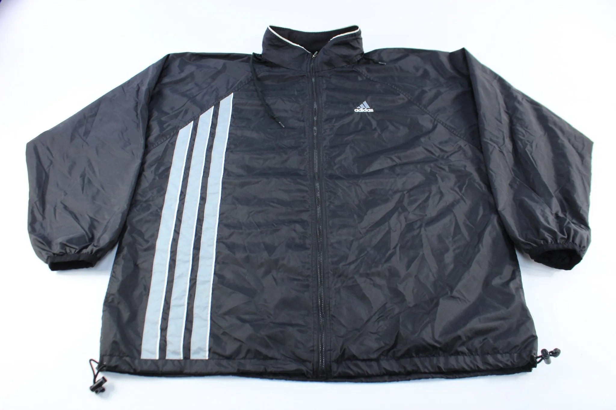 Adidas Embroidered Logo Black & Light Blue Zip Up Jacket