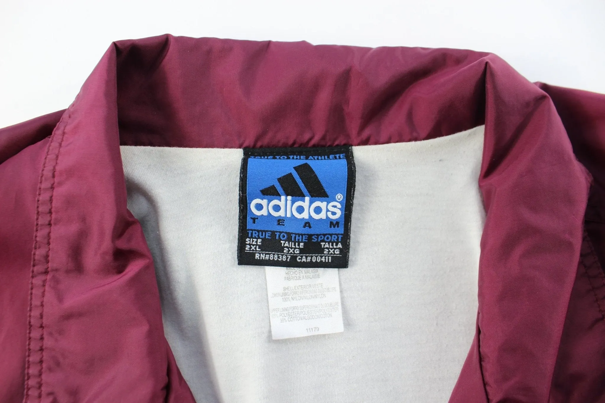 Adidas Embroidered Logo Maroon & White Striped Jacket