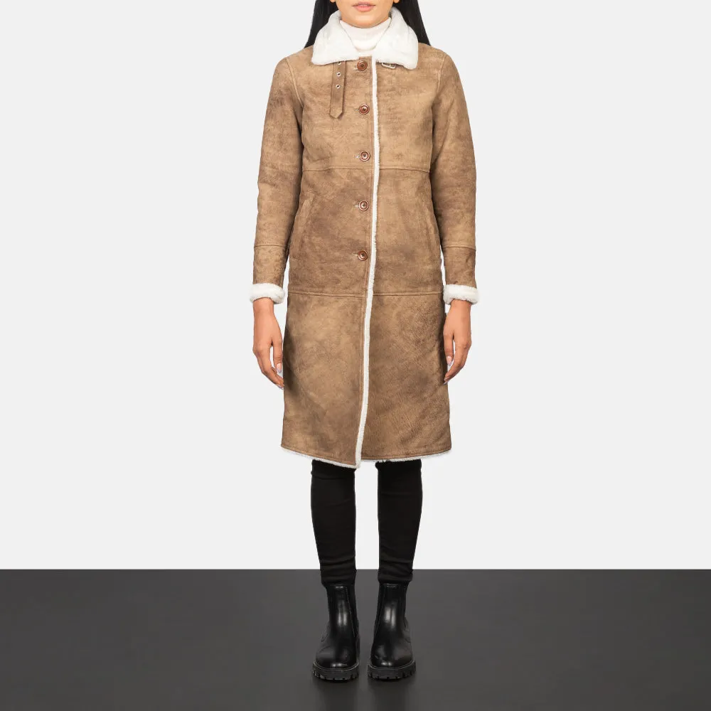 Alina Shearling Brown Leather Coat