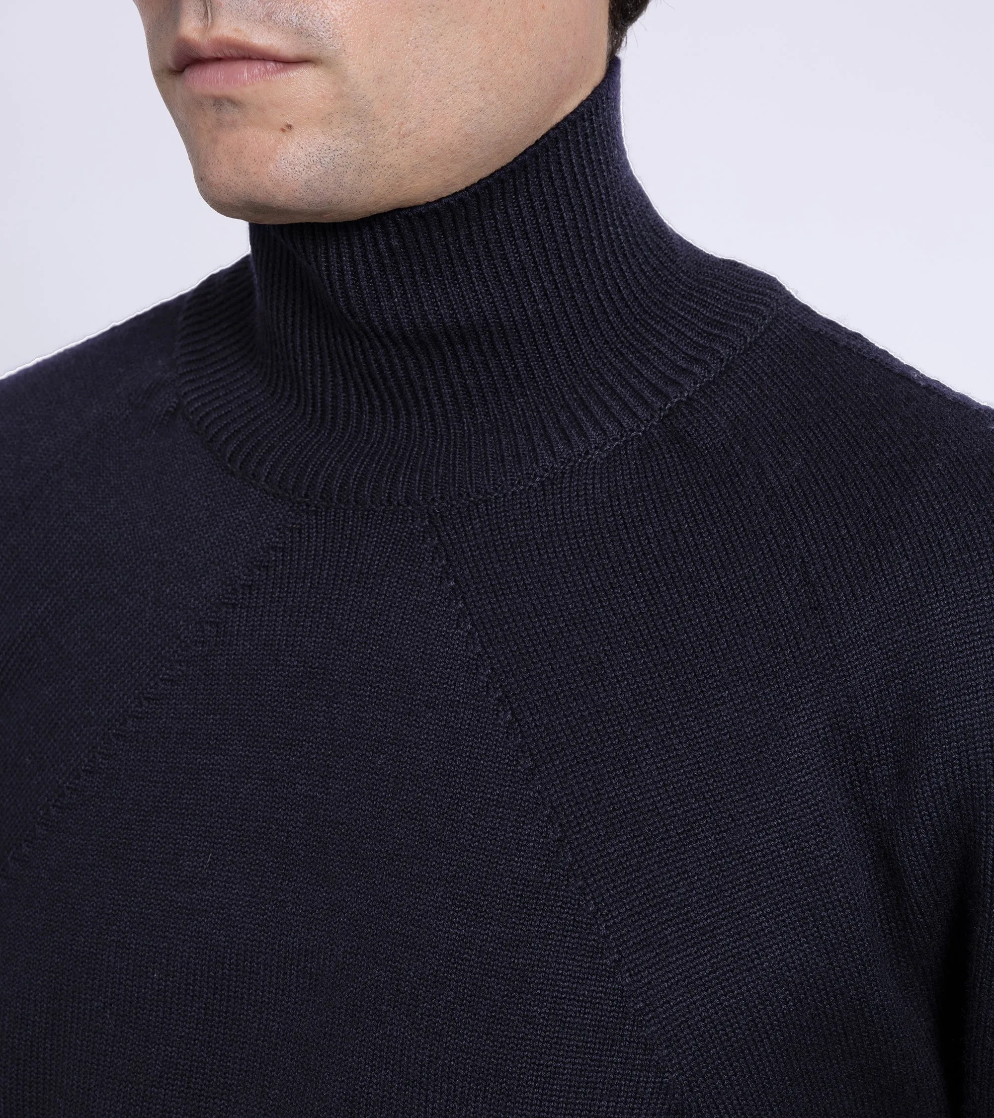 Batoner Light Wool Signature Turtle Neck Sweater: Navy