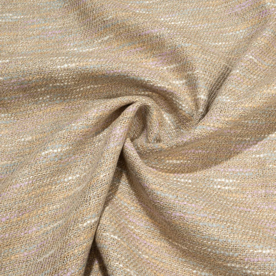 Beige & Pastel Threaded Linen Blend Bouclé