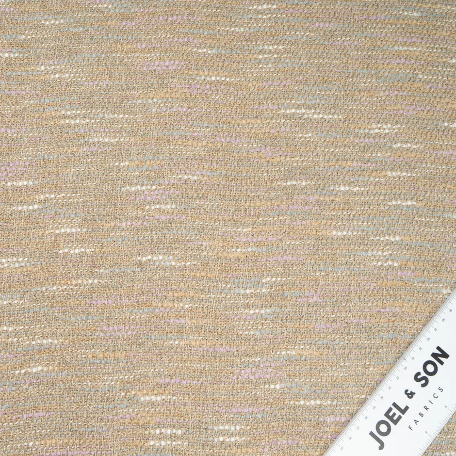 Beige & Pastel Threaded Linen Blend Bouclé