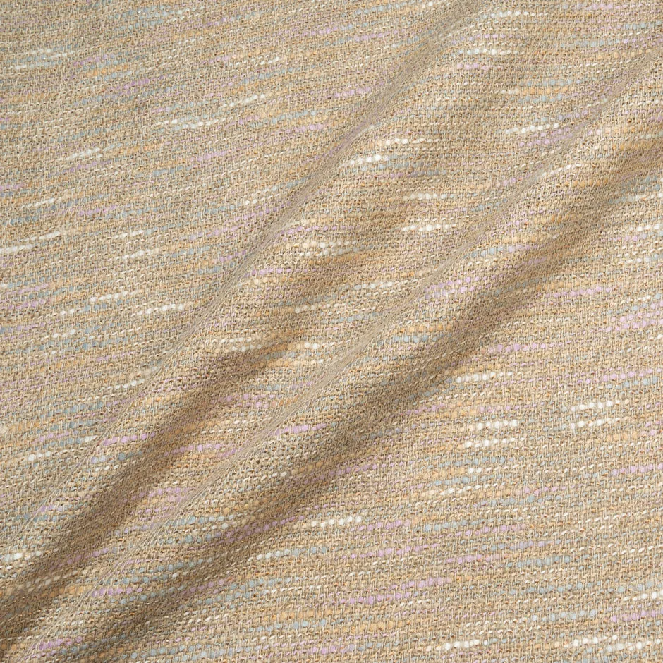 Beige & Pastel Threaded Linen Blend Bouclé