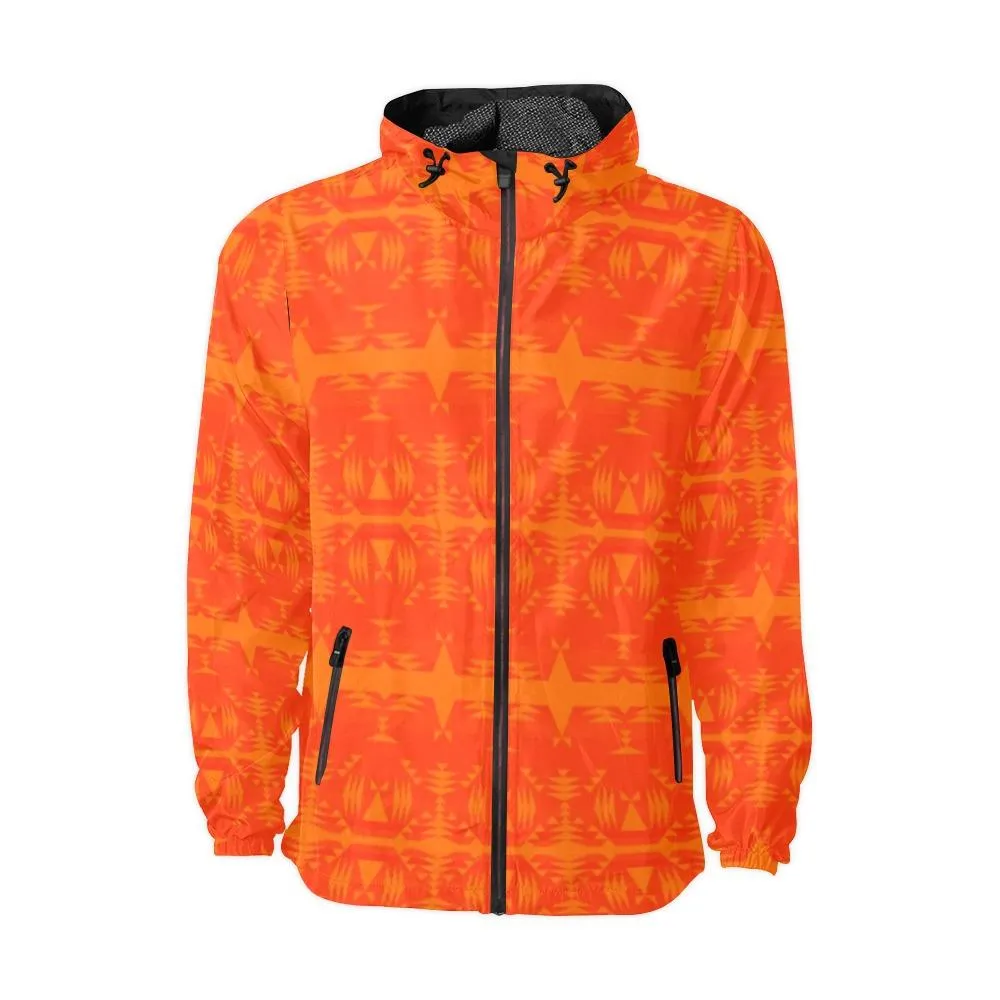 Between the Mountains Orange Unisex Windbreaker