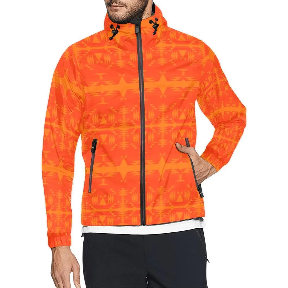 Between the Mountains Orange Unisex Windbreaker