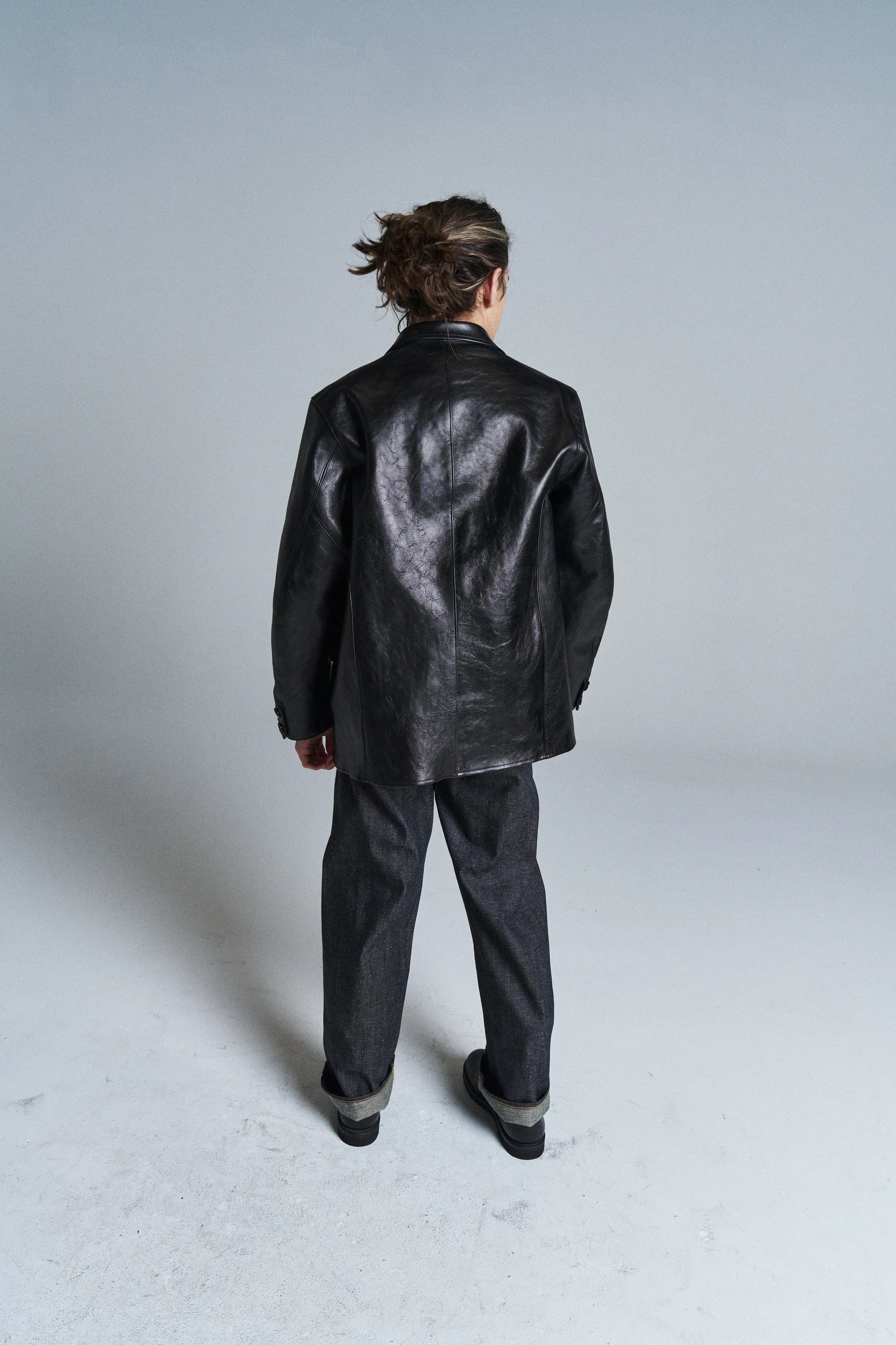 Black Leather LOT. 803 Sack Coat