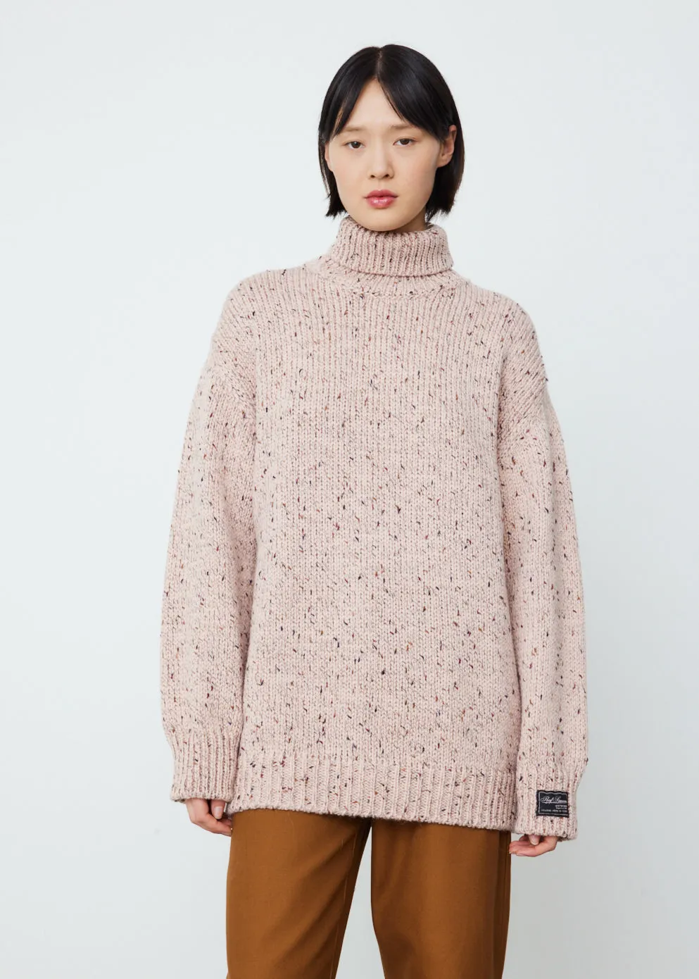 Bulky Sweater with Wide Loose Turtleneck