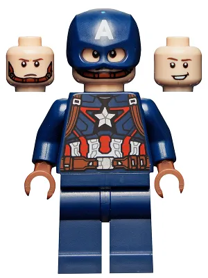 Captain America, Dark Blue Suit, Reddish Brown Hands, Helmet