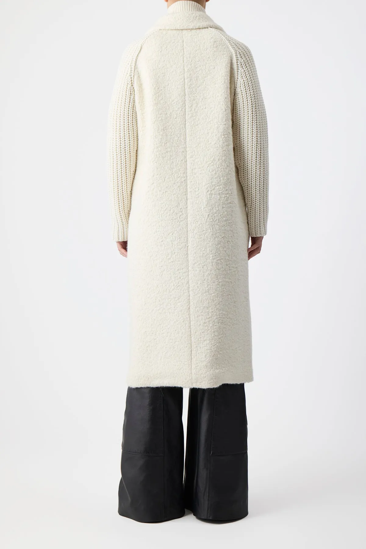 Charles Coat in Ivory Recycled Cashmere Boucle