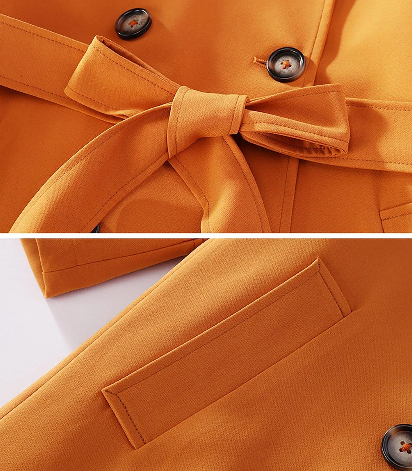 Custom Orange Double Breasted Tie Waist Coat