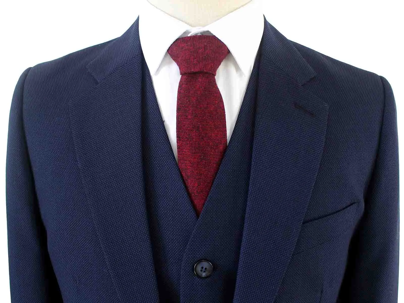 DARK BLUE BIRDSEYE WORSTED 3 PIECE SUIT