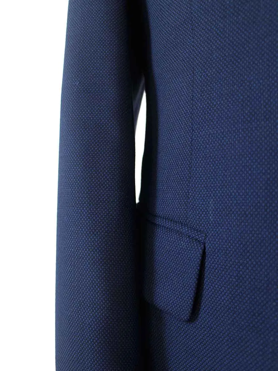 DARK BLUE BIRDSEYE WORSTED 3 PIECE SUIT