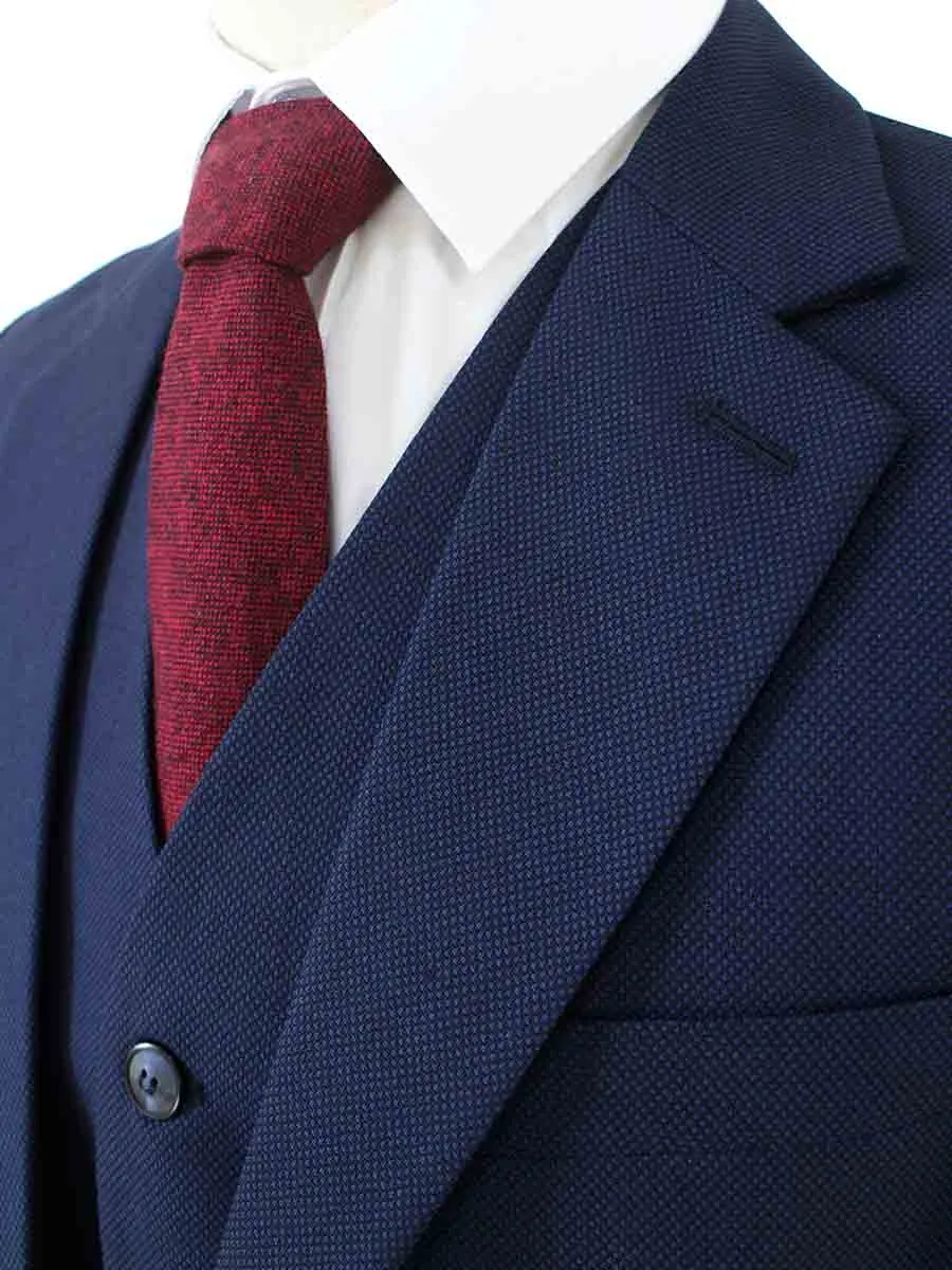 DARK BLUE BIRDSEYE WORSTED 3 PIECE SUIT