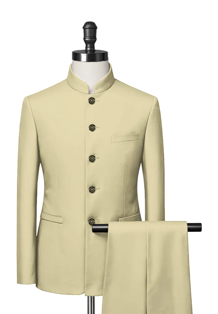 Dark Cream Mandarin Collar Suit