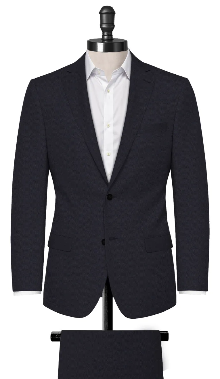 Dark Navy Herringbone Suit