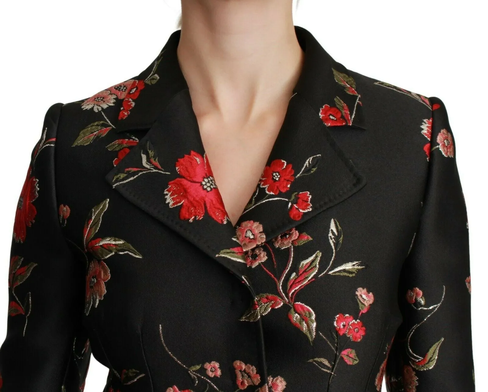 Dolce & Gabbana Elegant Floral Embroidered Trench Coat