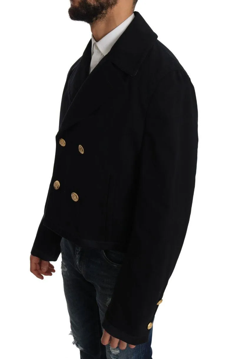 Dolce & Gabbana Trench Blue Cotton Stretch Jacket Coat