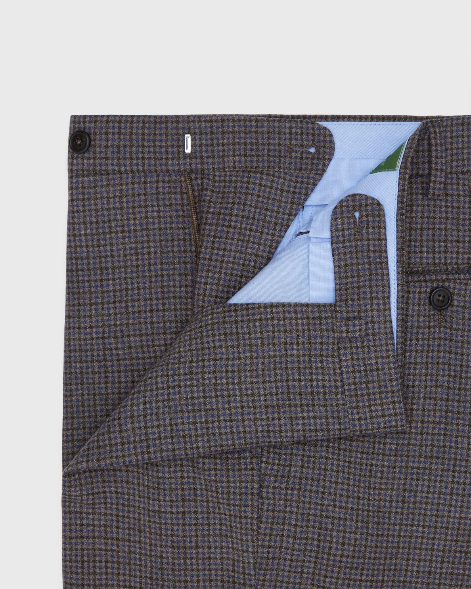 Dress Trouser in Brown/Blue Check Brushed Hopsack