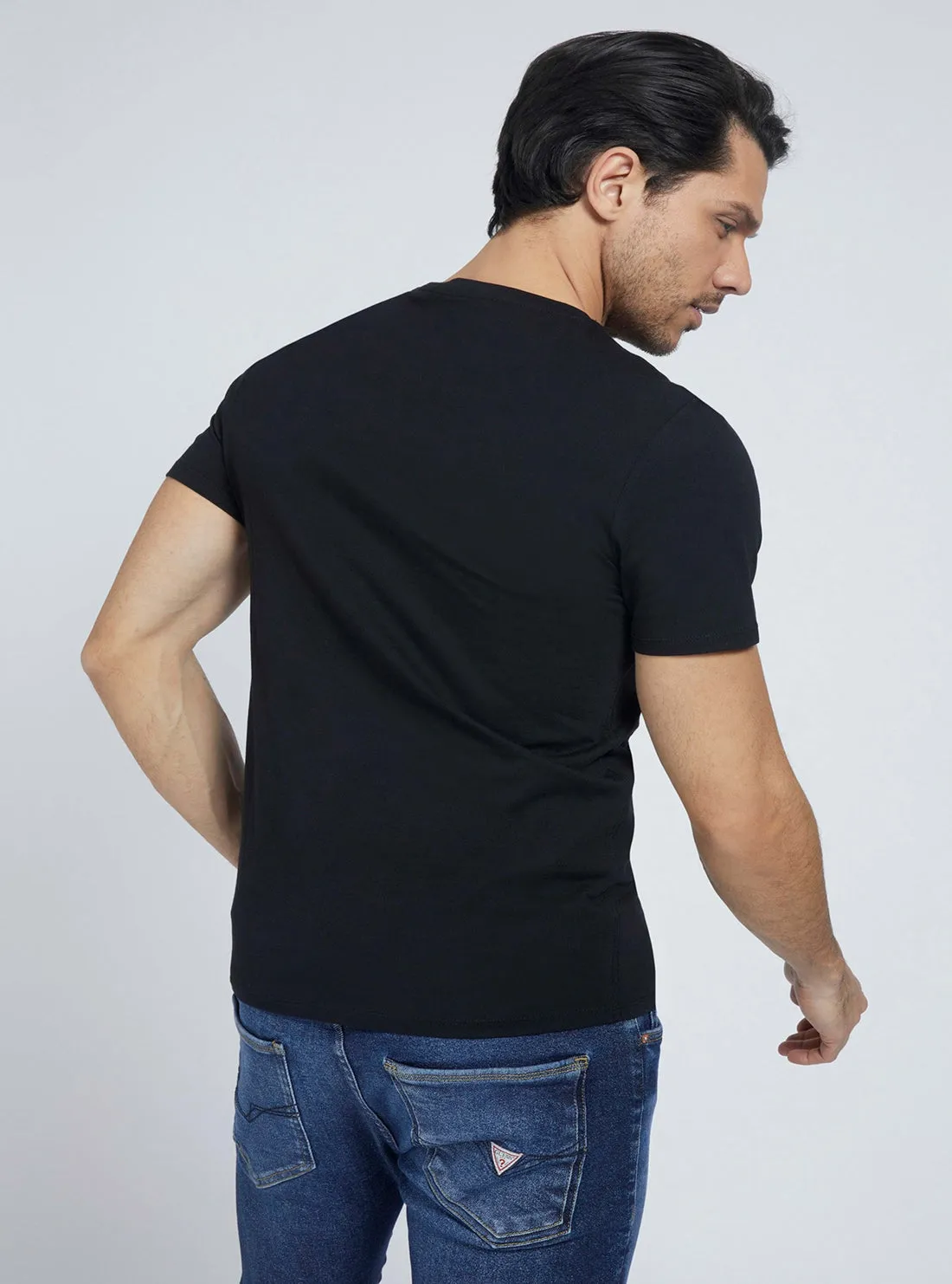 Eco Black V-Neck Basic T-Shirt