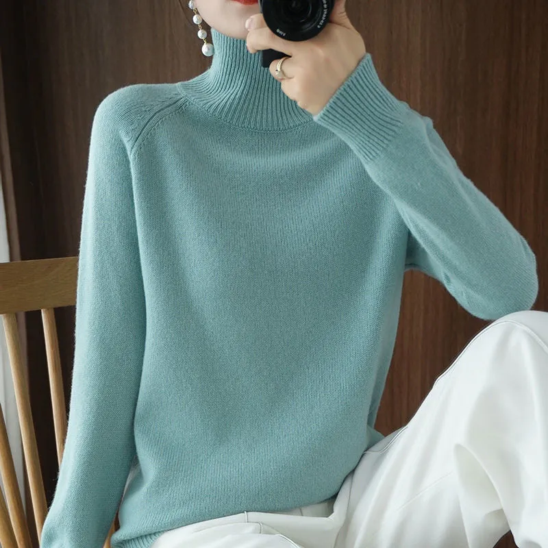 Fashionkova  Turtleneck Cashmere Sweater Women Autumn Winter Casual Solid Color Pullover Sweaters Female Long-Sleeved Loose Bottoming Sweater