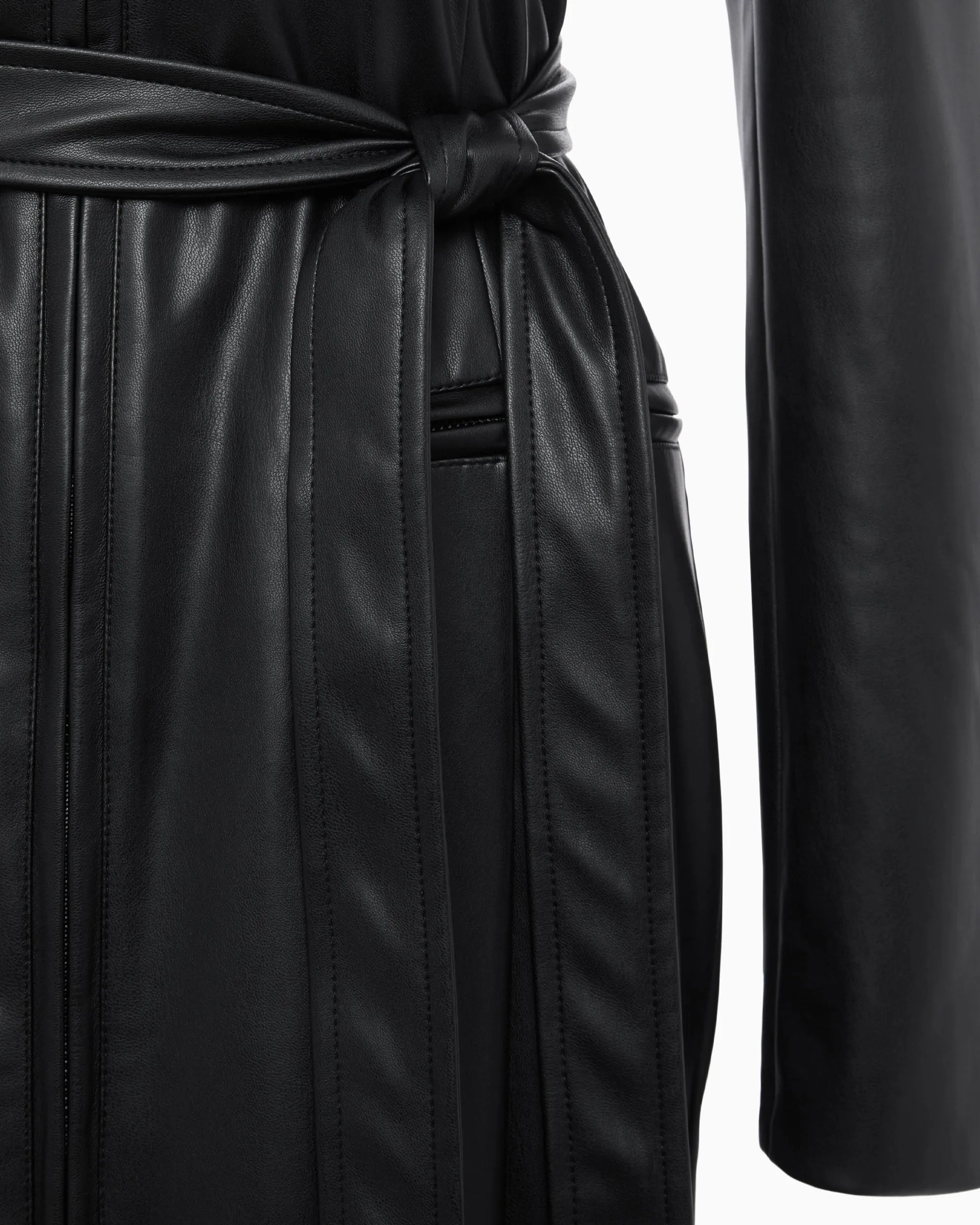 Faux Leather Collared Coat | Black