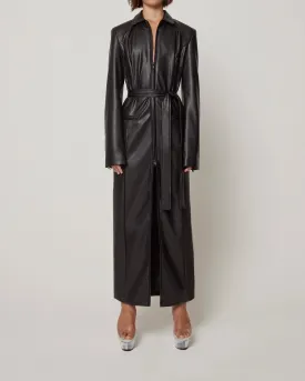 Faux Leather Collared Coat | Black