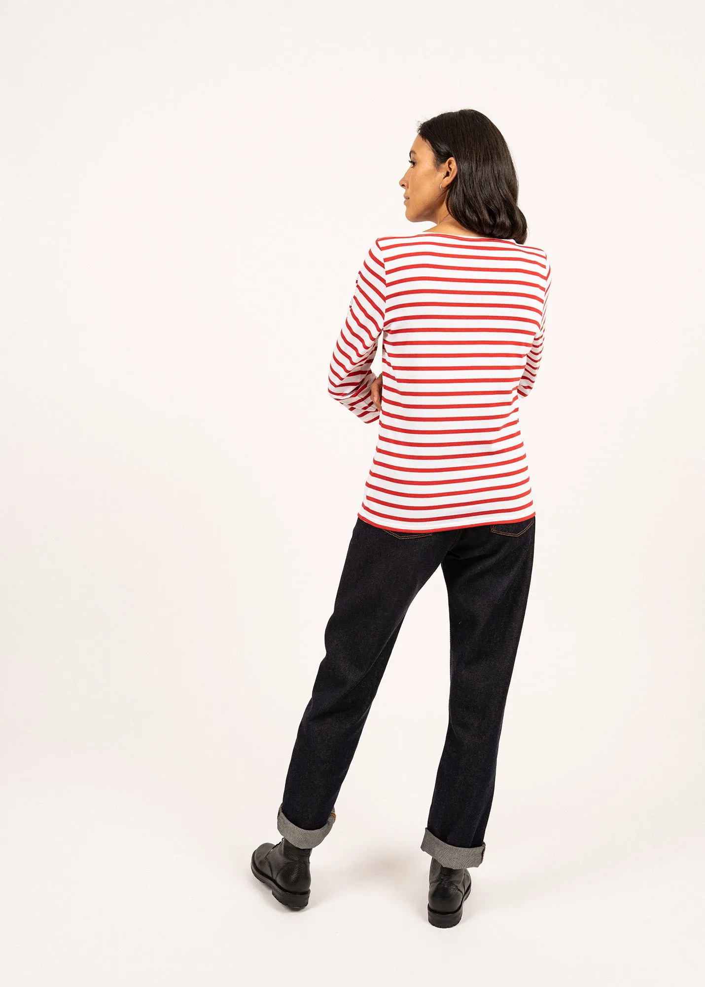 Galathée striped sailor shirt - slim fit, in light cotton (NEIGE/TULIPE)