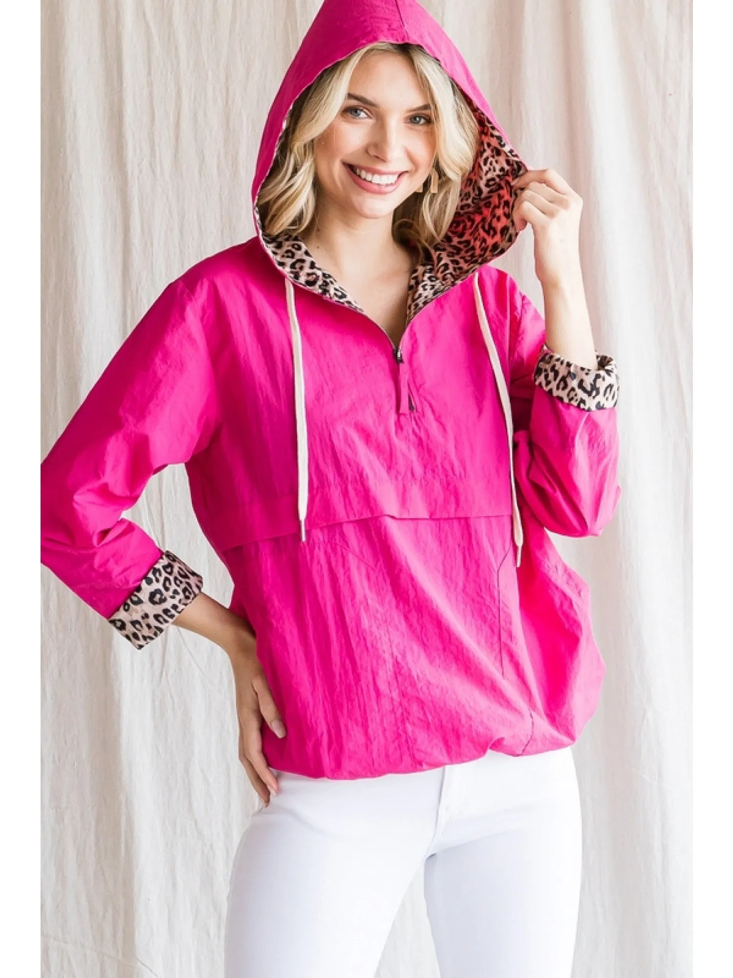 Get Wild Leopard Print Hoodie Windbreaker