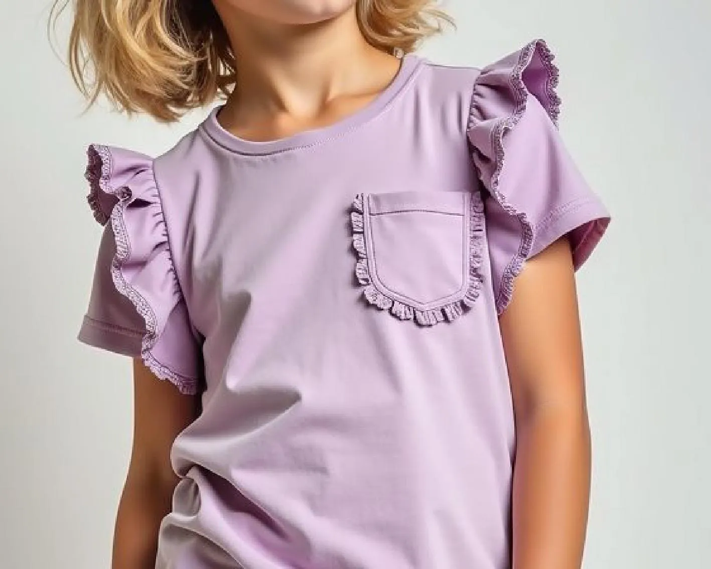 Girls Ruffle Sleeve T-Shirt PDF Sewing Pattern, Short Sleeve Shirt Design, DIY Beginner-Friendly Pattern for Kids and Toddlers