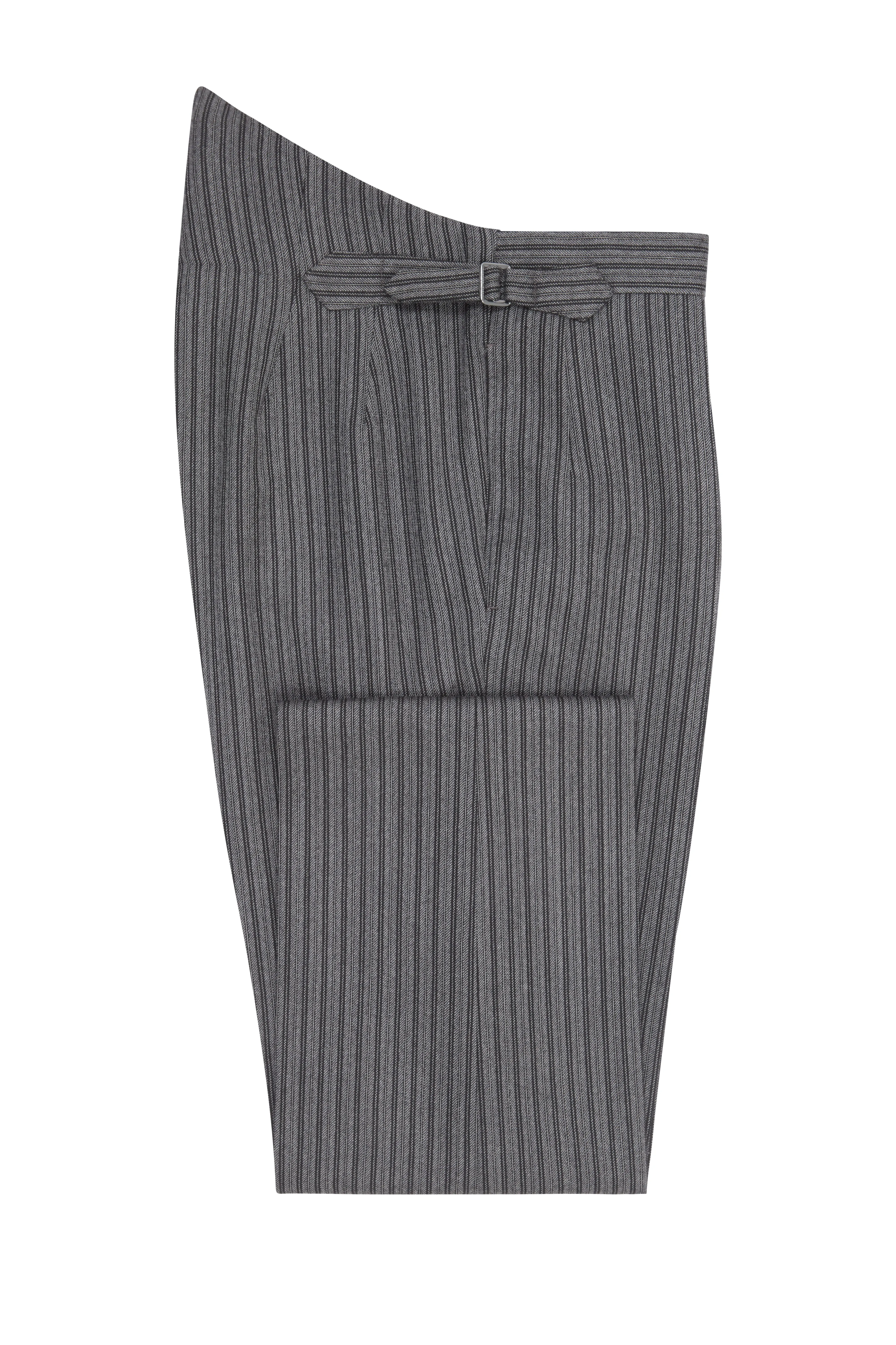 Grey Wool Cashmere Stripe Morning Trousers