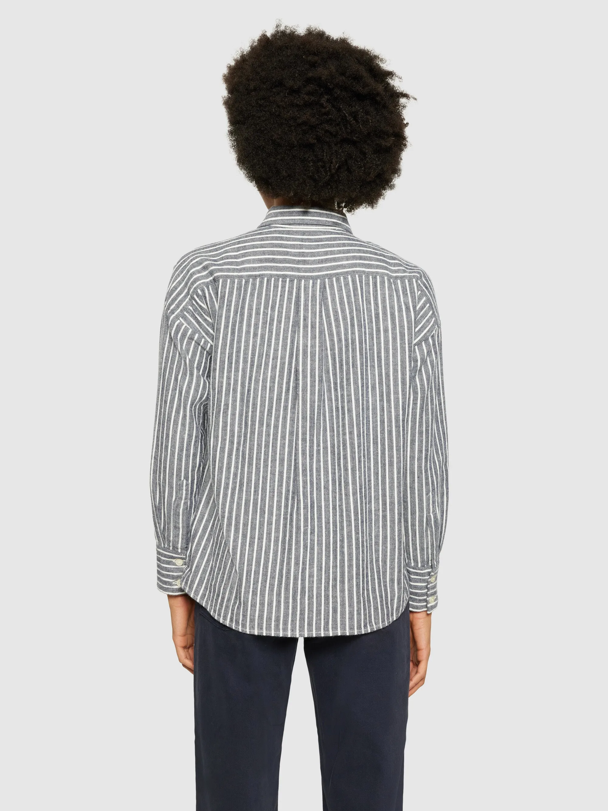 Heavy flannel stripe shirt - GOTS/Vegan - Total Eclipse