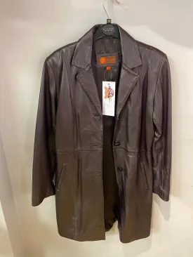 hElium Soft leather Coat Brown Fully Lined with Pockets UK Size 12