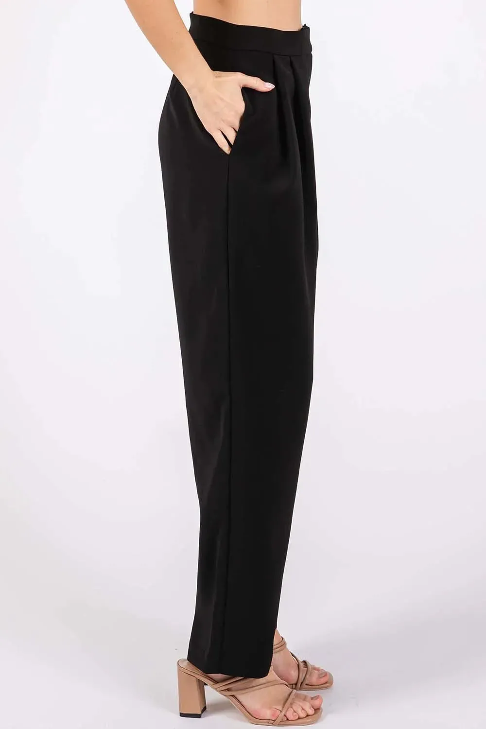 High-Waisted Pleated Pants