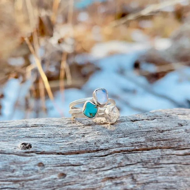 Hiouchi Sterling Silver Stone Stacker Ring | Turquoise