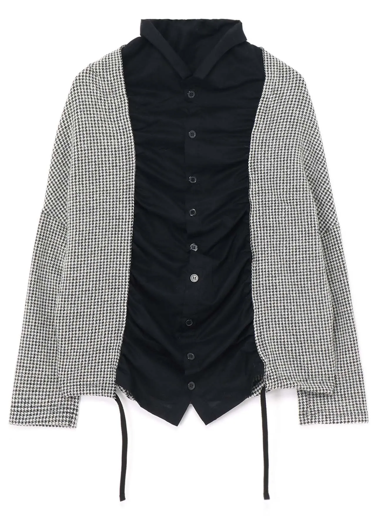 HOUNDSTOOTH JACQUARD LAYERED LONG SLEEVE SHIRT