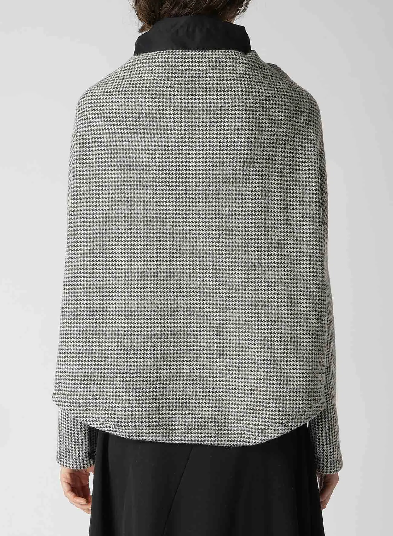 HOUNDSTOOTH JACQUARD LAYERED LONG SLEEVE SHIRT