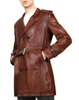 Idolo Cognac Leather Coat