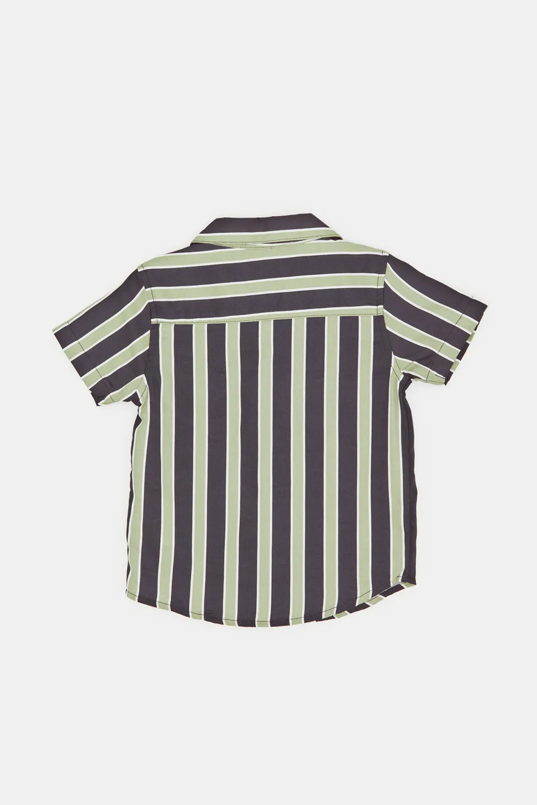 Infant Boys Black And Green Striped Shirt