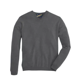 James V-Neck Cashmere Sweater - Heather Charcoal Grey