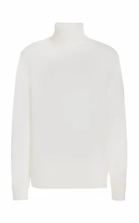 Jermaine Knit Turtleneck in Ivory Merino Wool