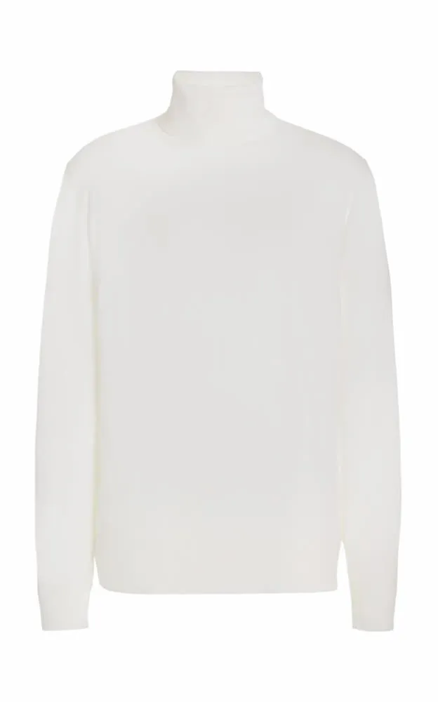 Jermaine Knit Turtleneck in Ivory Merino Wool