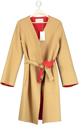 Johnstons of Elgin Camel Wool-Cashmere Blend Coat UK S