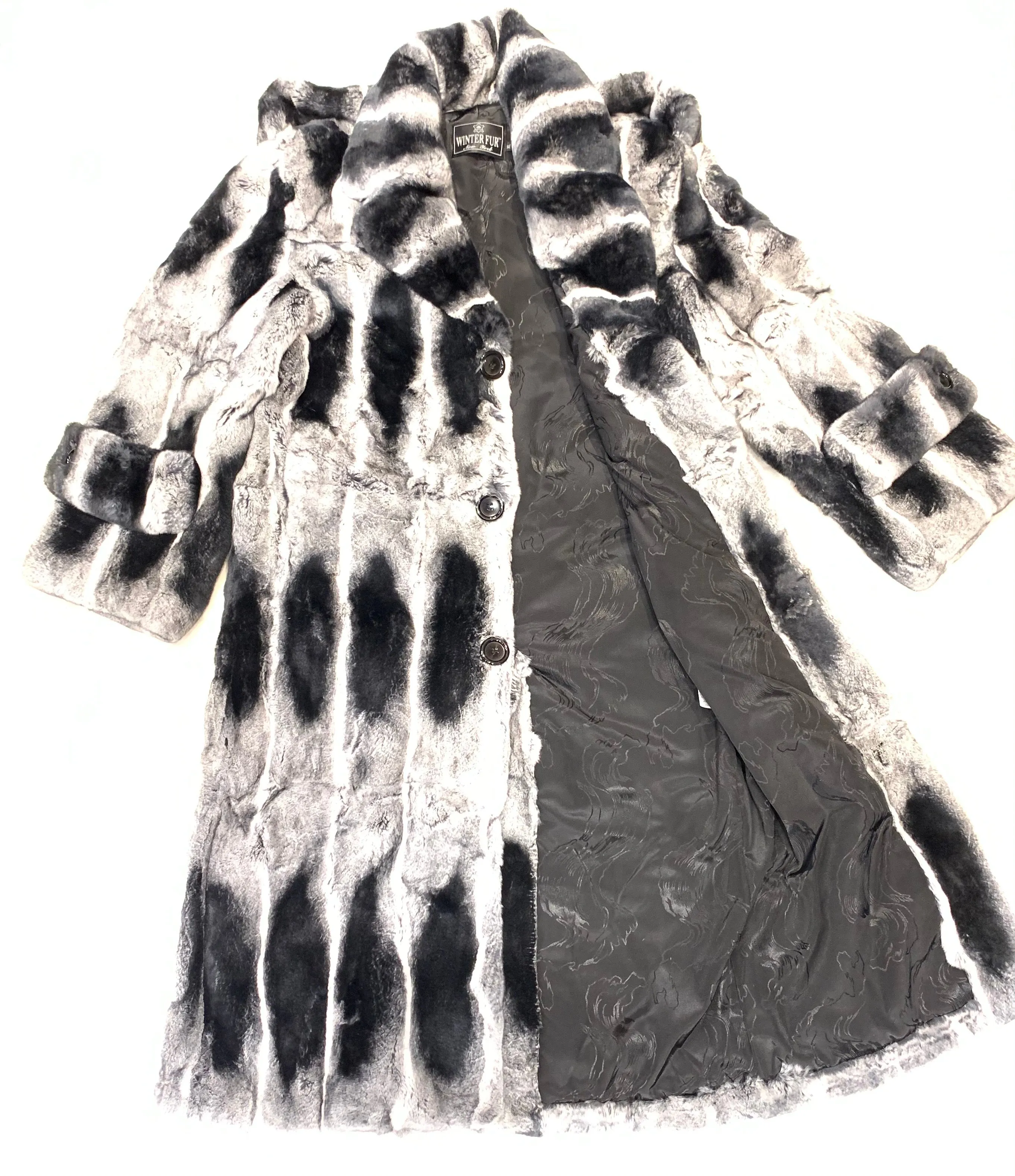 Kashani Men's Full Length Rex Chinchilla Trench Fur Coat