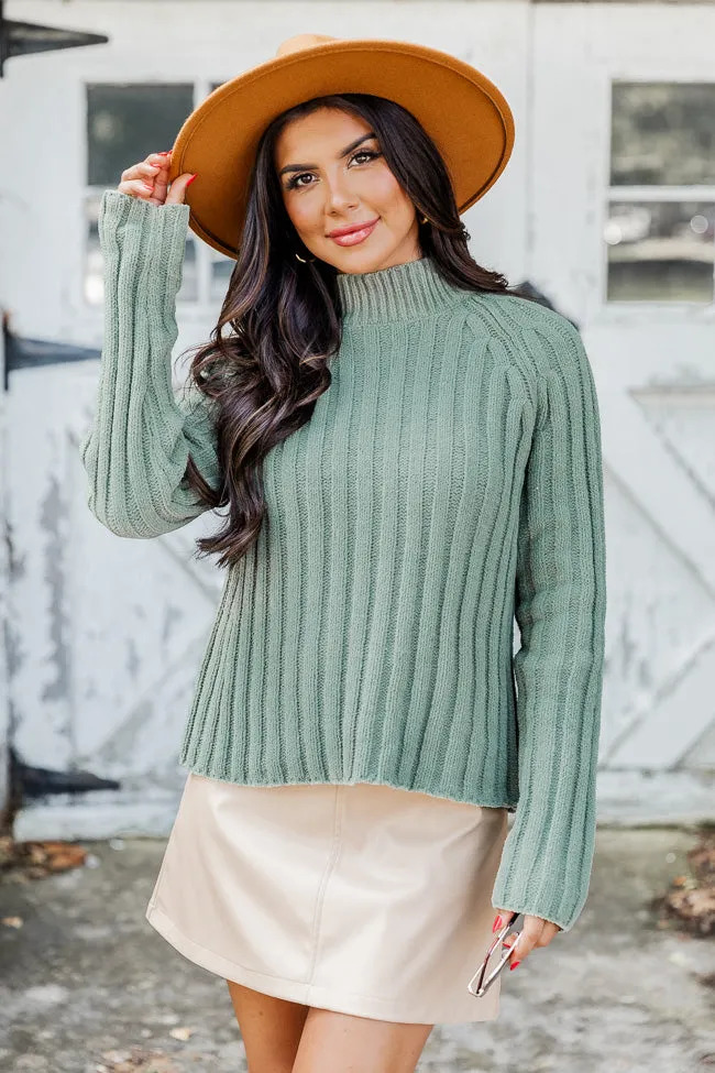 Letting You Go Olive Chenille Turtleneck Sweater  FINAL SALE