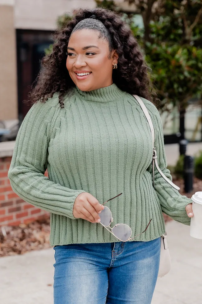 Letting You Go Olive Chenille Turtleneck Sweater  FINAL SALE