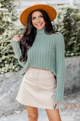 Letting You Go Olive Chenille Turtleneck Sweater  FINAL SALE